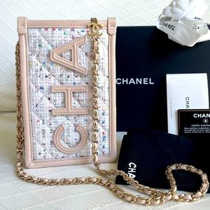 *SOLD* Chanel Beige PVC Tweed Lambskin Crossbody Bag